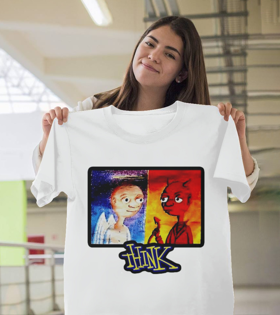 90s Classic Think Angel Vs Devil Cartoon TV Skateboard T-Shirt