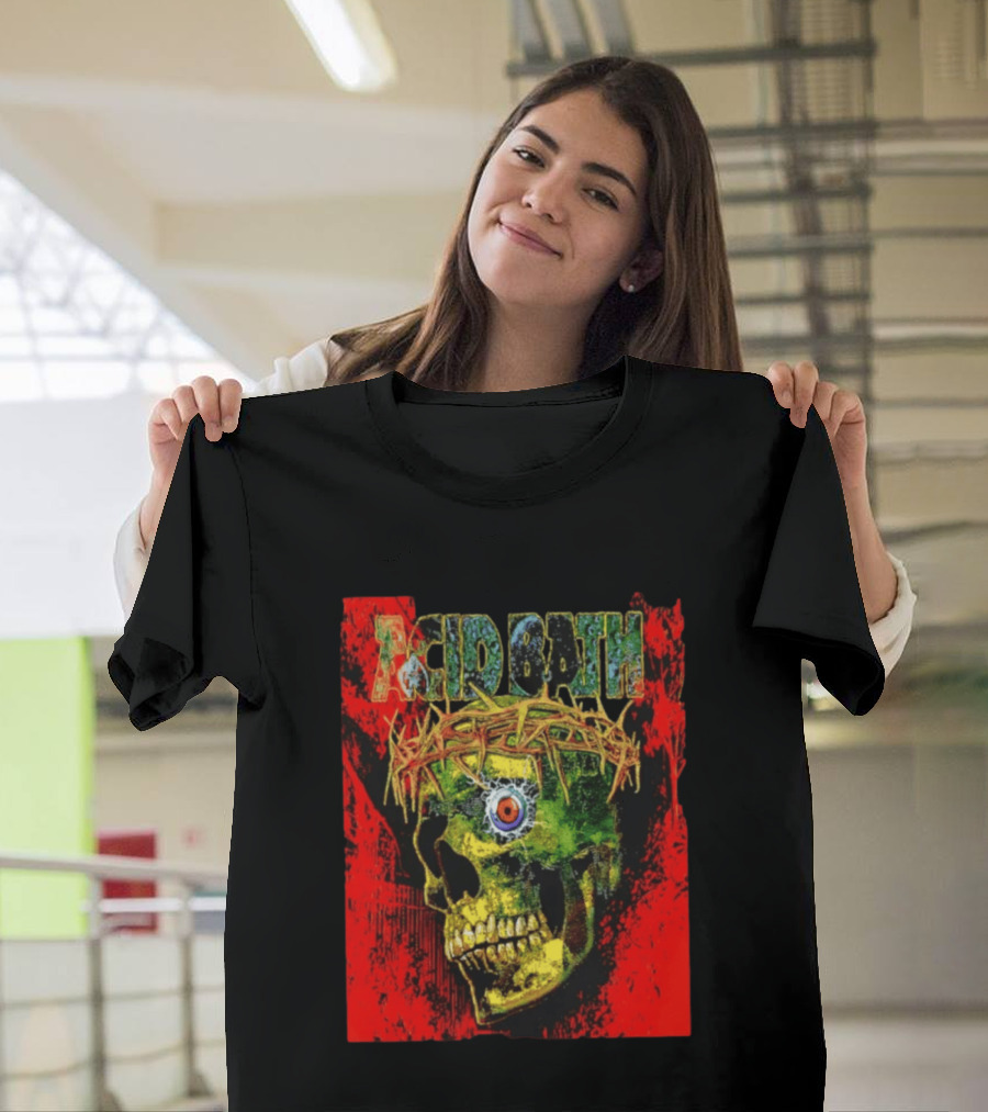 Acid Bath Skull Crown Of Thorns Red T-Shirt