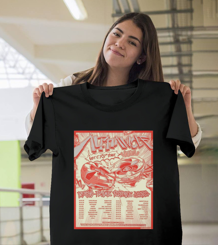 Alpha Wolf Let It Rip Tour Psycho Frame Pink Lake Diamond Construct UK EU 2026 T-Shirt