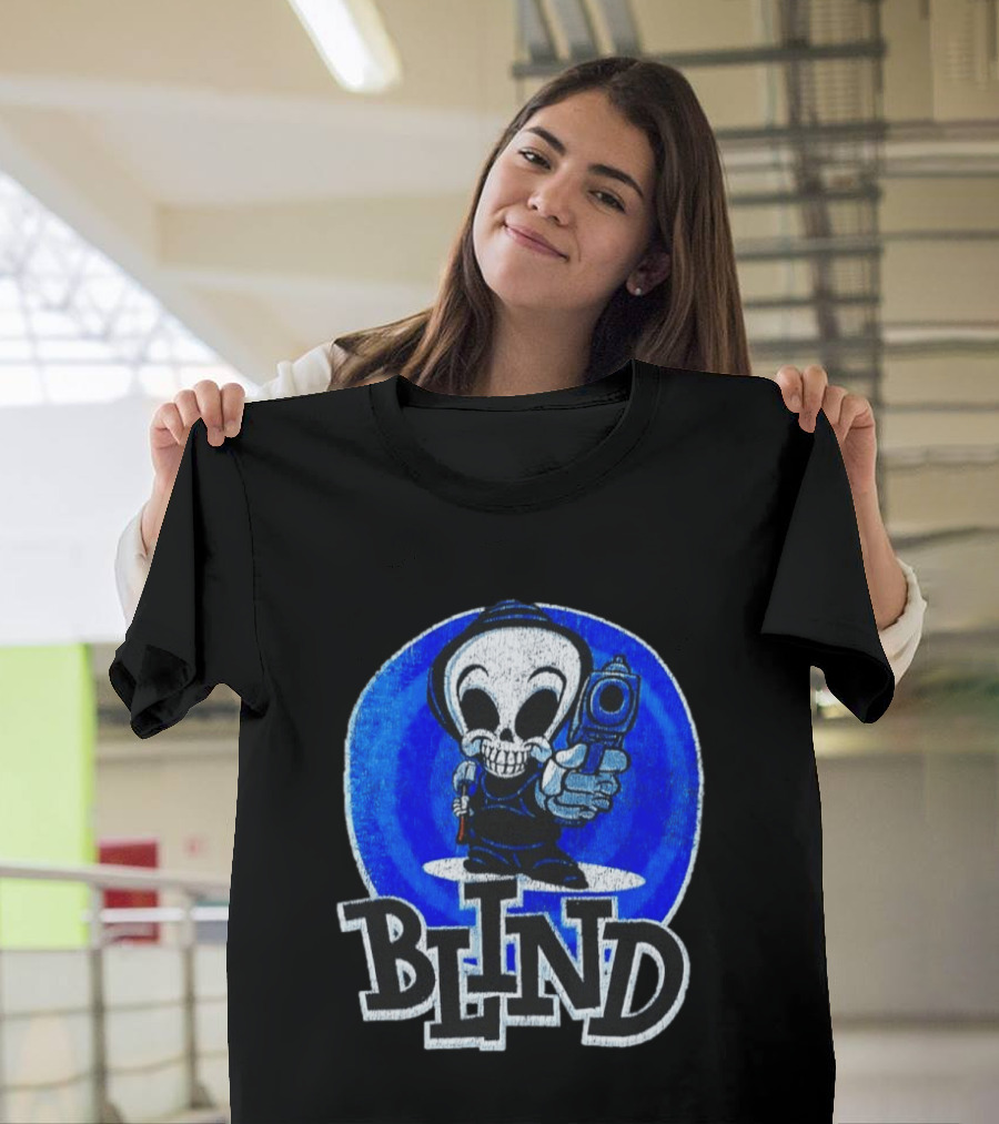 Blind Skateboards Grim Reaper Blue Circle 1990s T-Shirt