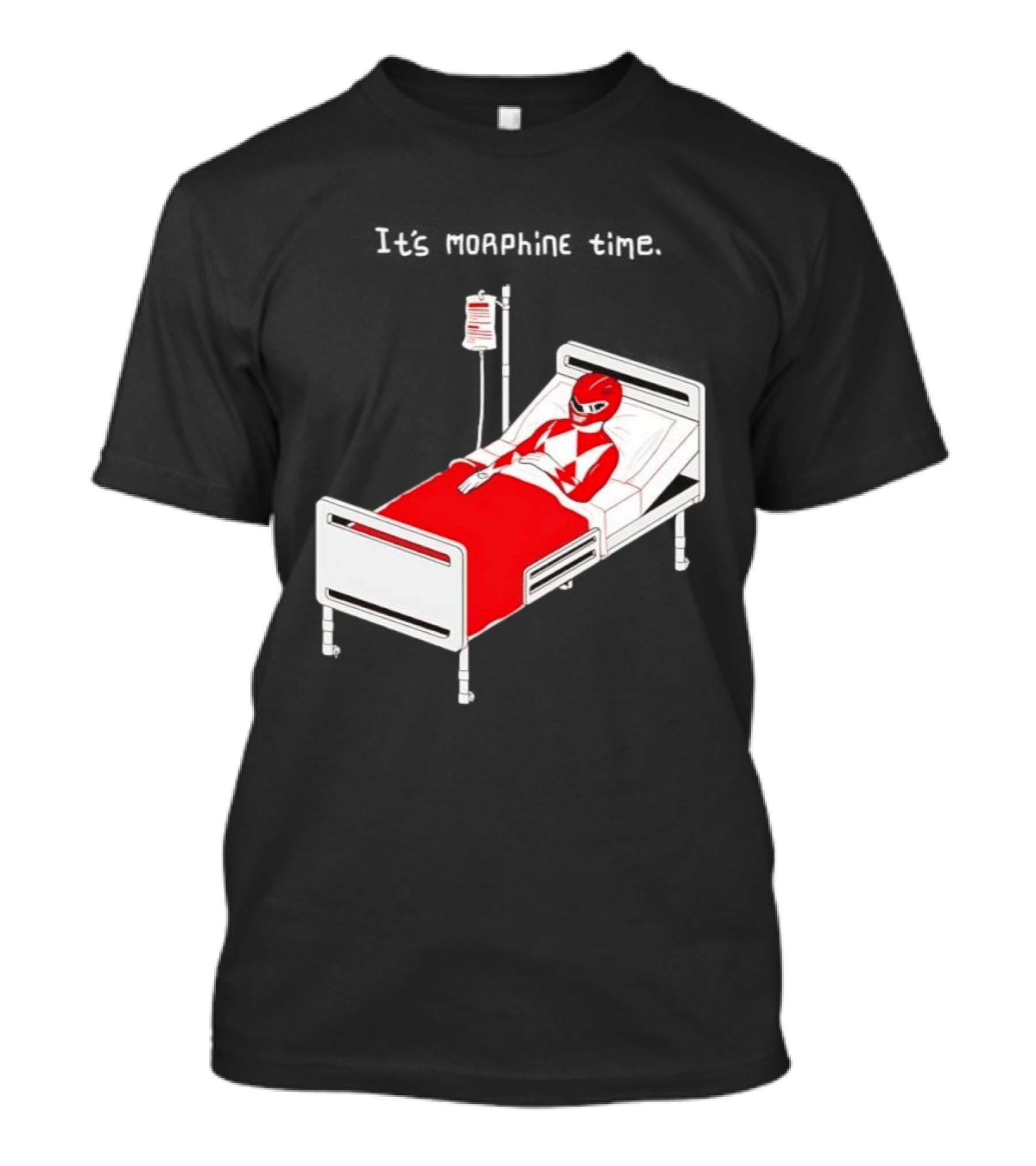 Red Ranger It's Morphin Time Power Rangers On Hospital Bed Scene T-Shirt