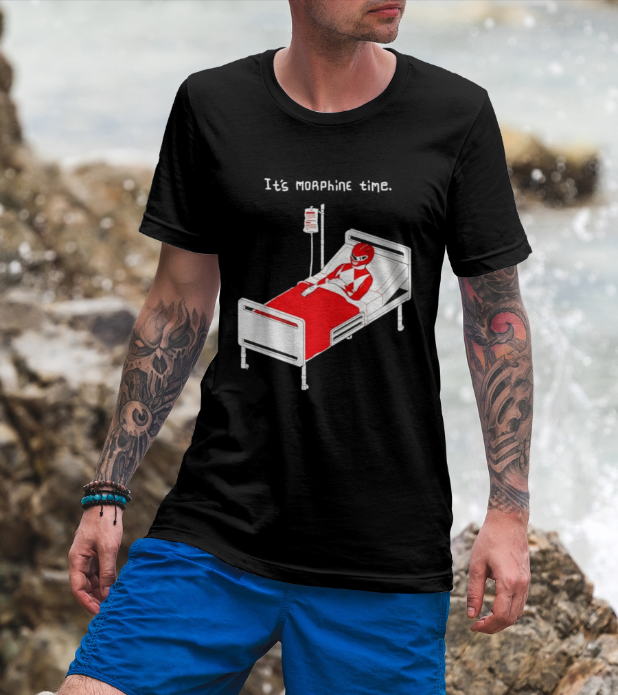 Red Ranger It's Morphin Time Power Rangers On Hospital Bed Scene T-Shirt