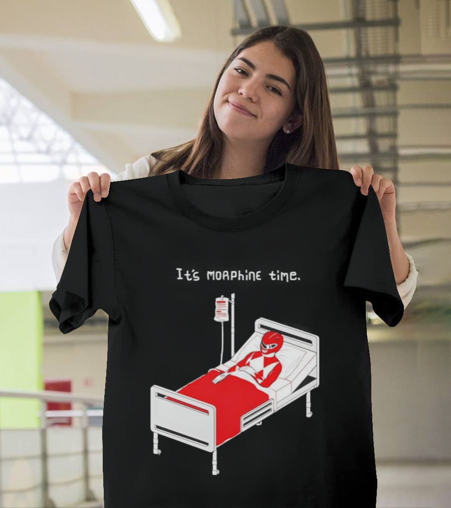 Red Ranger It's Morphin Time Power Rangers On Hospital Bed Scene T-Shirt