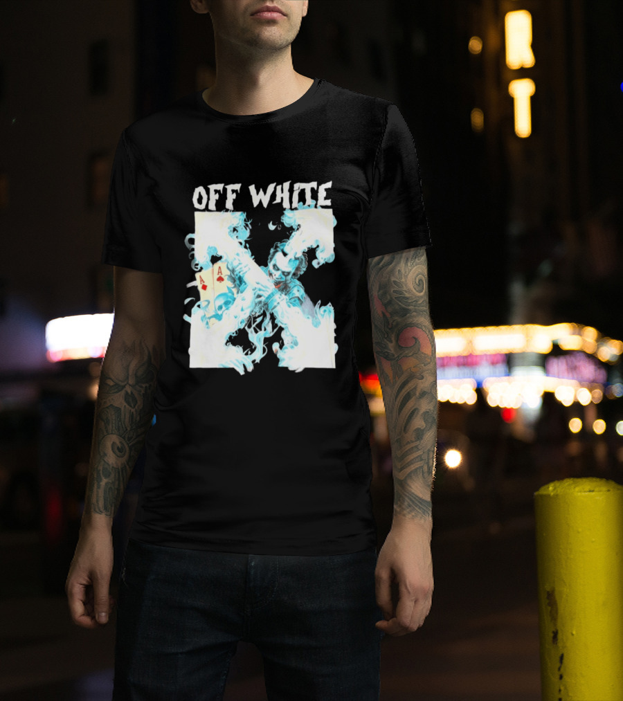 OFF WHITE Joker Blue Flame Ace Cards T-Shirt