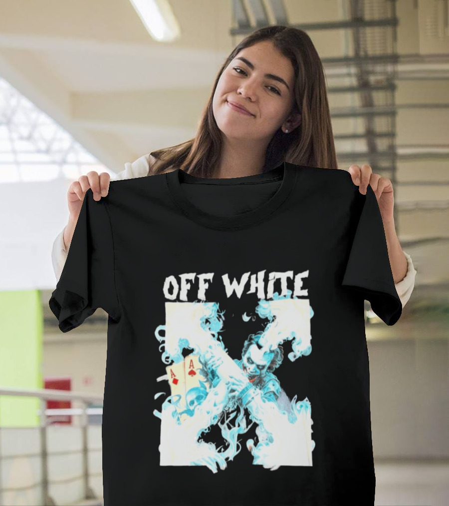 OFF WHITE Joker Blue Flame Ace Cards T-Shirt