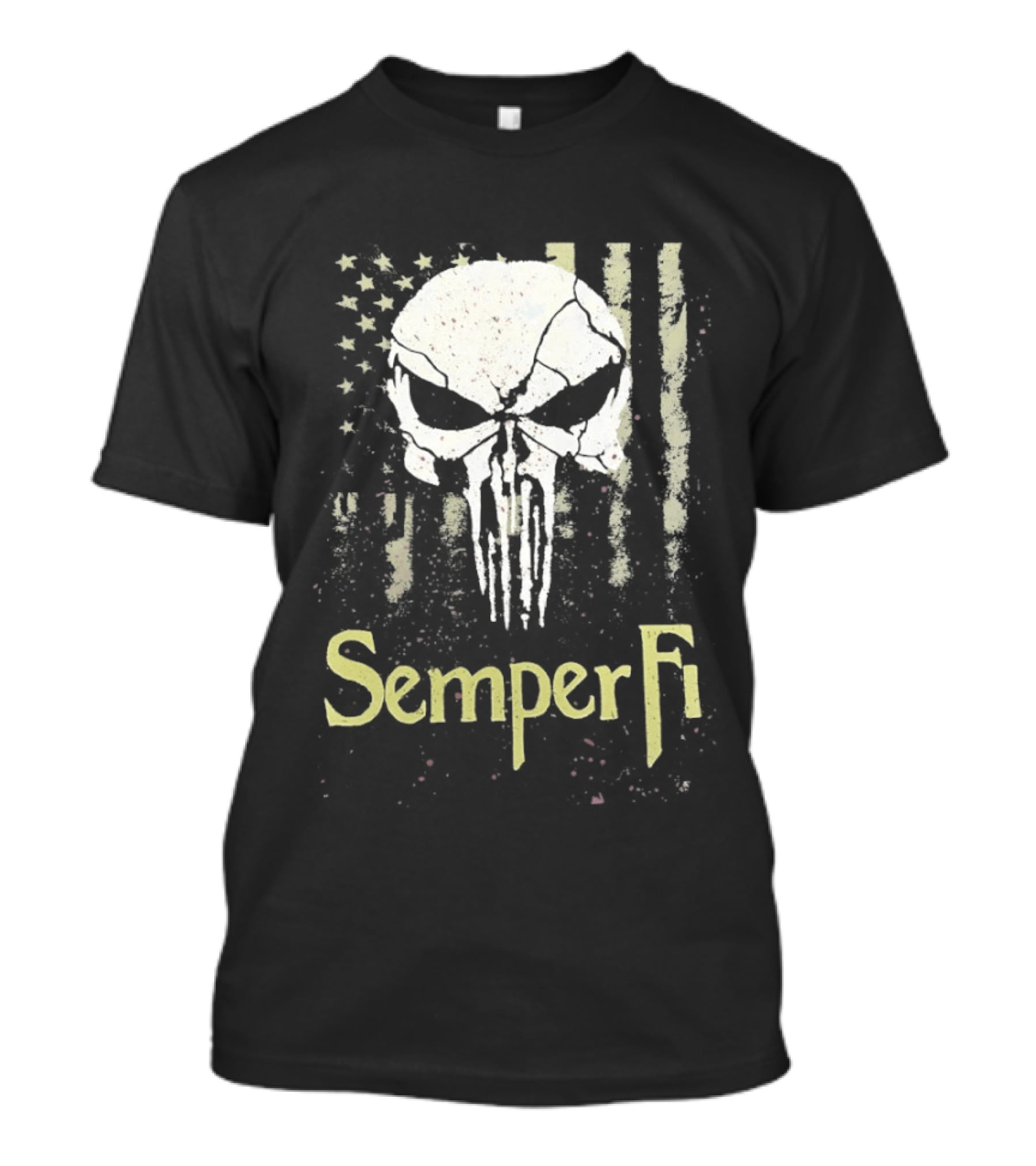 USA Flag Skull Semper Fi T-Shirt