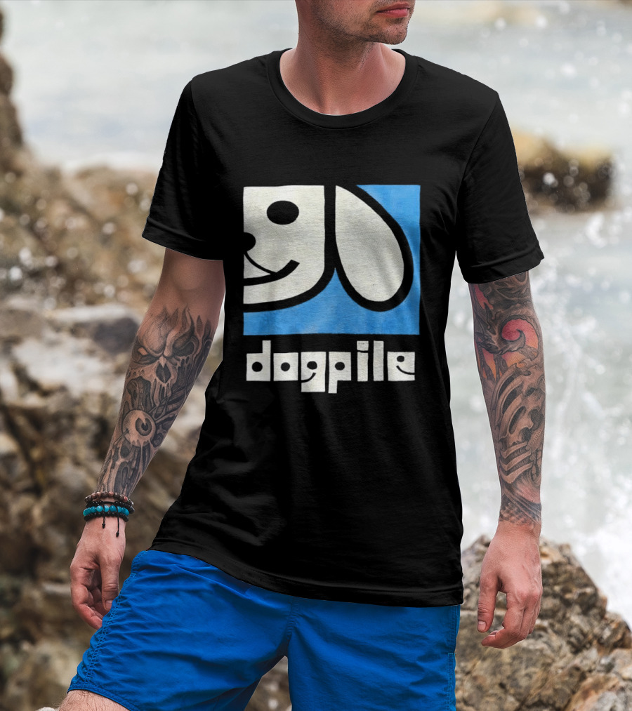 90s Dogpile Logo With Smiling Dog Face T-Shirt