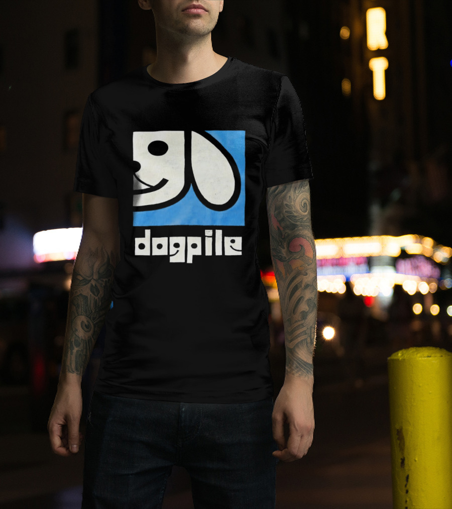 90s Dogpile Logo With Smiling Dog Face T-Shirt