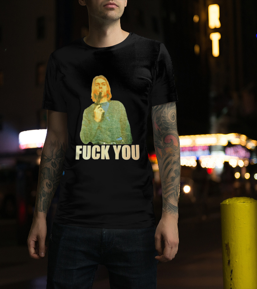 Kurt Cobain Fuck You Gun Image T-Shirt