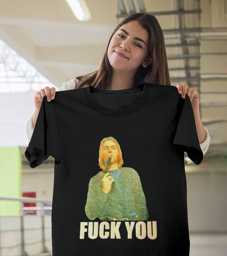 Kurt Cobain Fuck You Gun Image T-Shirt