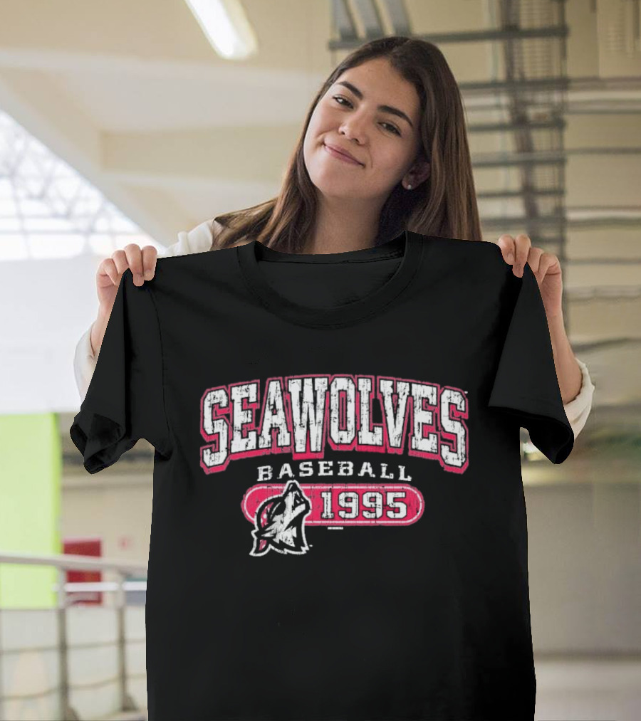 Seawolves Baseball 1995 Erie SeaWolves Wolf Head T-Shirt