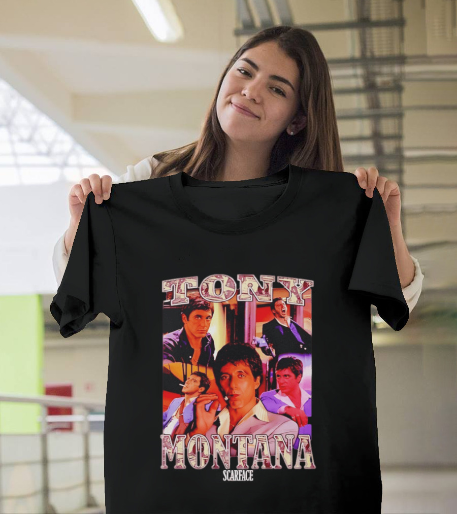 Tony Montana Scarface Movie Collage 80s Film T-Shirt