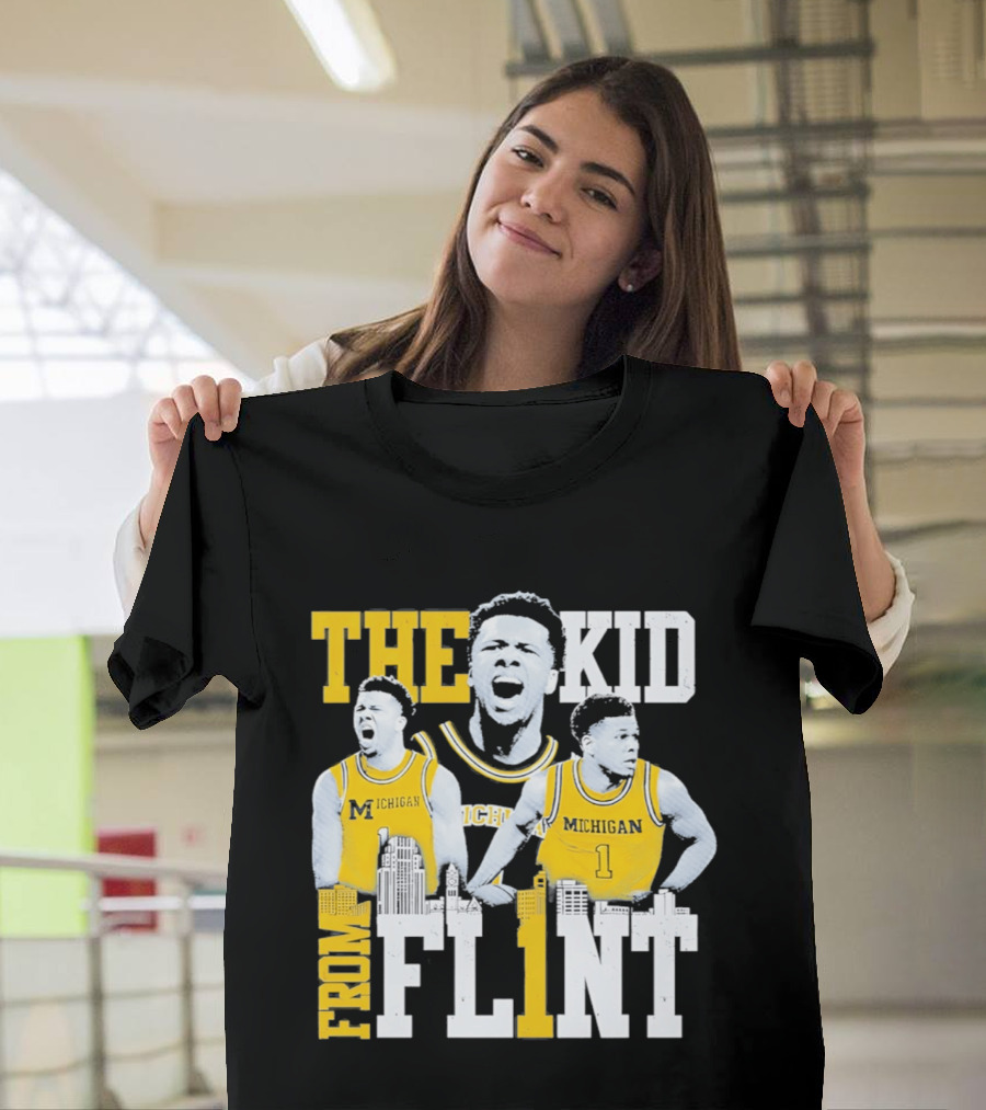 The Kid From Flint Trey McKenney Michigan Wolverines Basketball Skyline T-Shirt