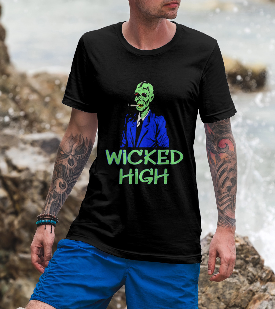 Wicked High Stoned Zombie In Suit Smoking Cigarette T-Shirt