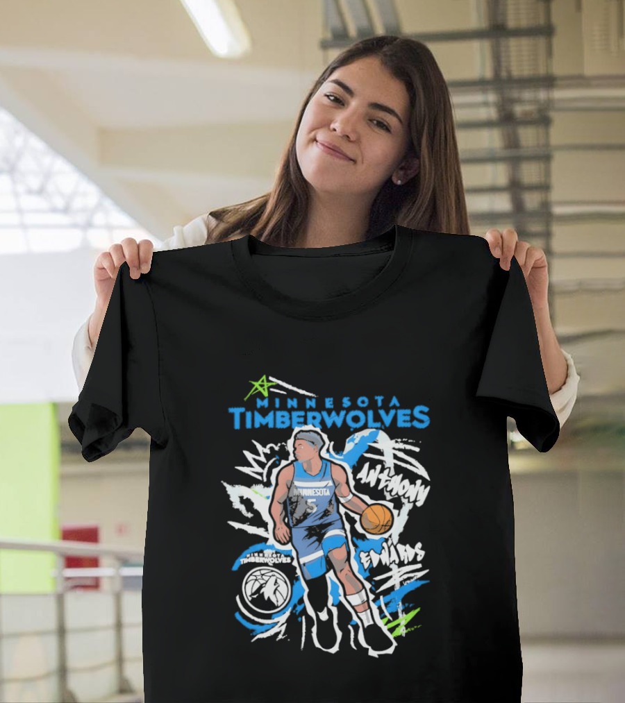 Minnesota Timberwolves Anthony Edwards Basketball NBA Player 5 Cartoon T-Shirt