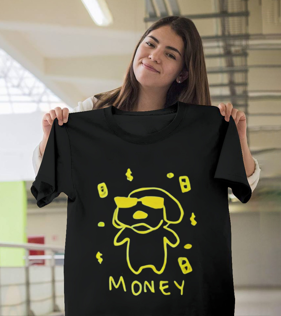 Golden Retriever Money Dog With Sunglasses Drawing T-Shirt