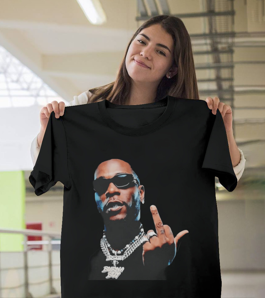 Burna Boy Middle Finger Gesture Bold Jewelry And Sunglasses Look T-Shirt