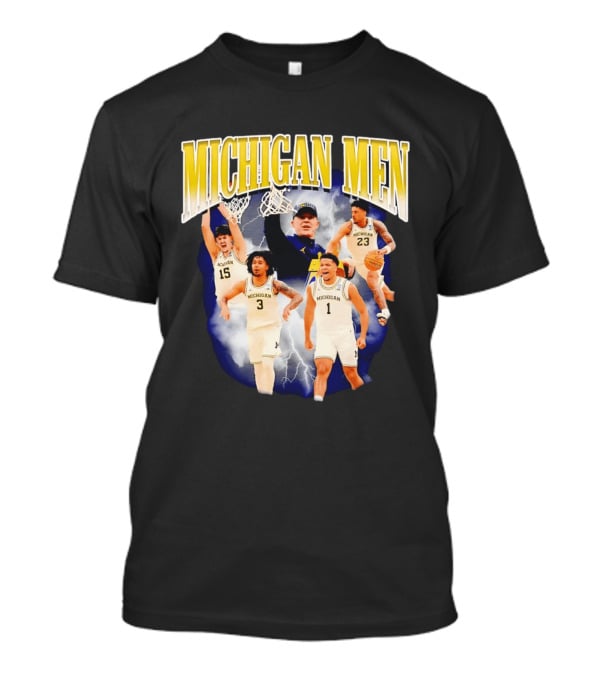 Michigan Men Basketball Player Collage 2026 Team Spirit Athletics Lightning T-Shirt