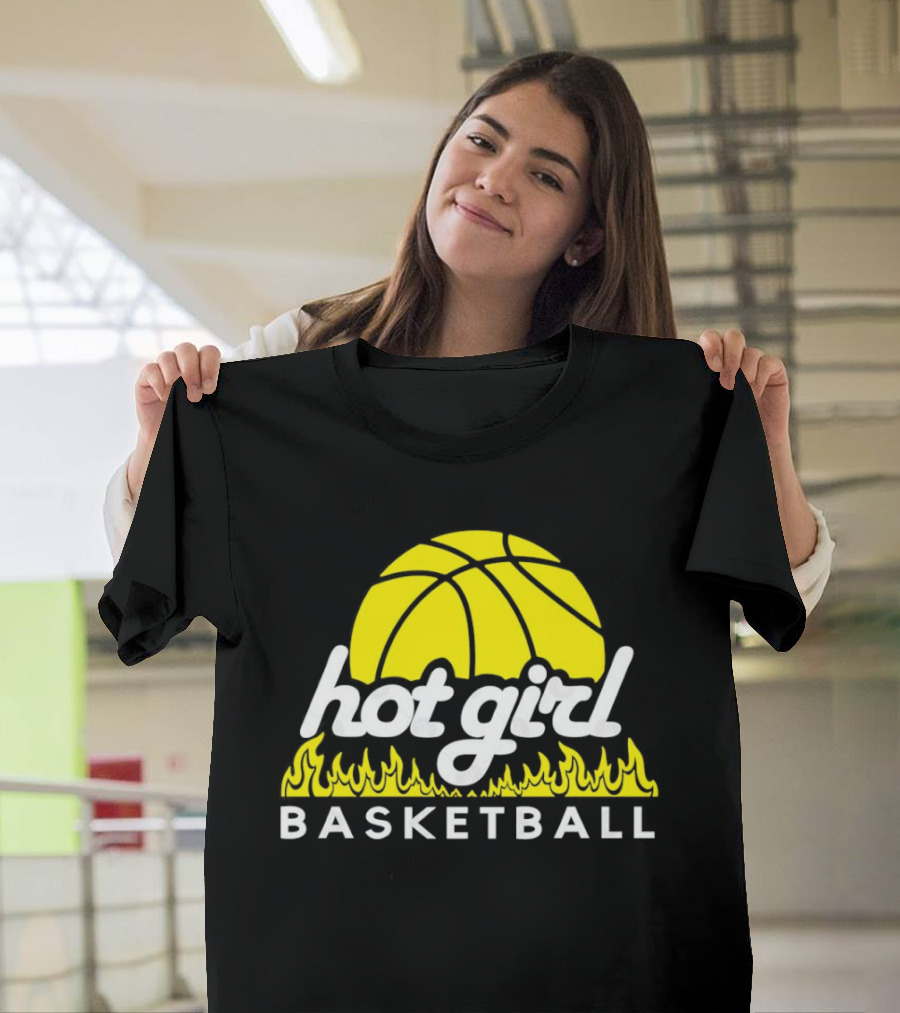 Hot Girl Basketball Fiery Yellow Basketball Flame T-Shirt