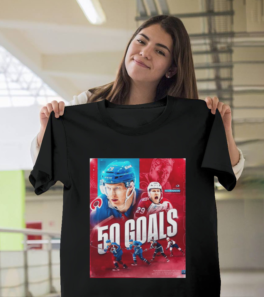 Colorado Avalanche Nathan MacKinnon 50 Goals Achievement NHL Career Milestone T-Shirt
