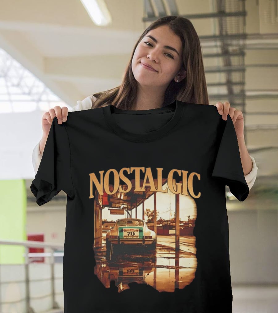 Nostalgic Vintage Car Rear View With Racing Number 70 T-Shirt