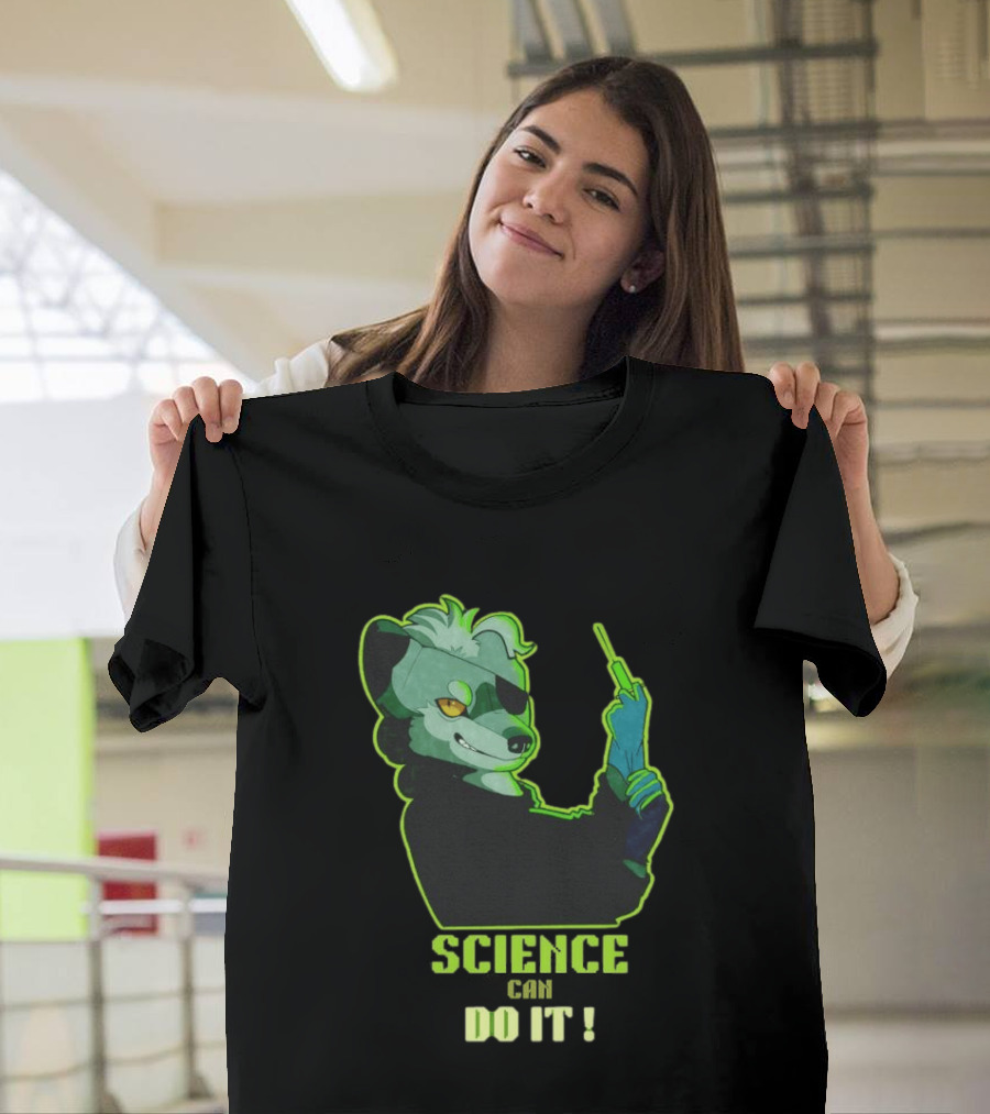 Science Can Do It Cartoon Panda With Test Tube T-Shirt