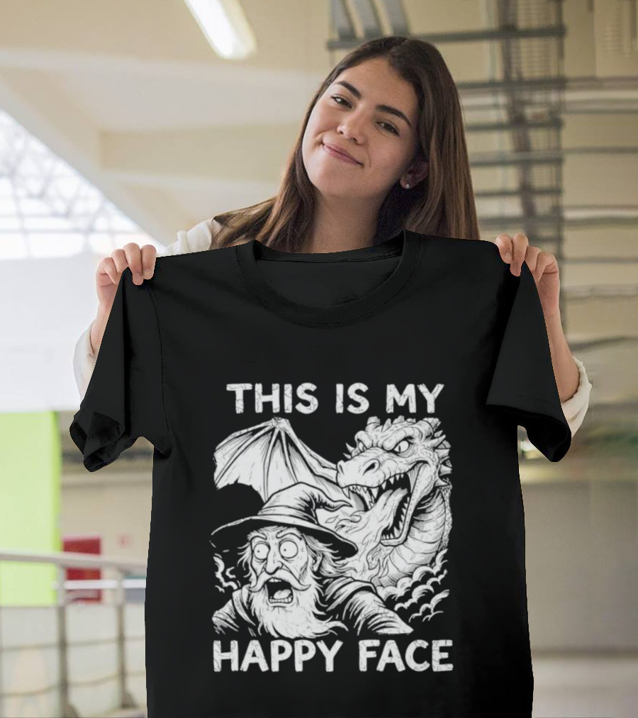 This Is My Happy Face Dungeon Master Dragon Wizard Expression T-Shirt