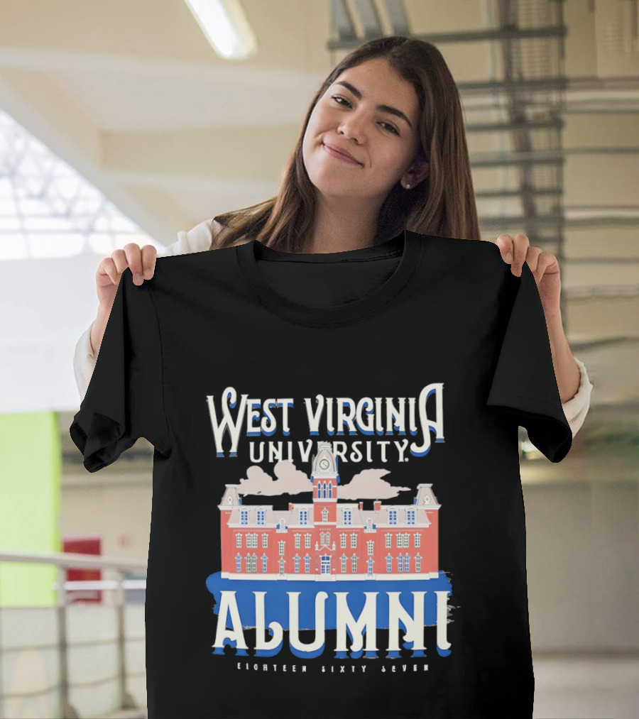West Virginia University Alumni Eighteen Sixty Seven College Campus Building T-Shirt
