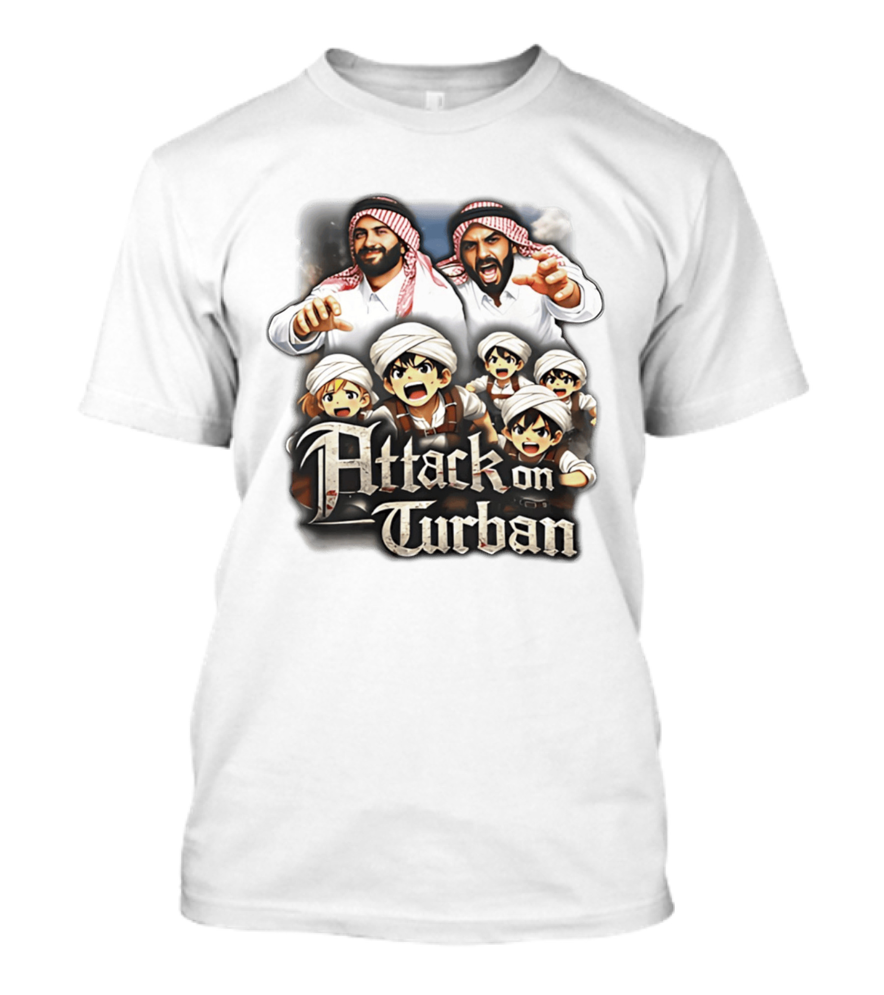 Attack On Turban Anime Characters And Traditional Attire T-Shirt