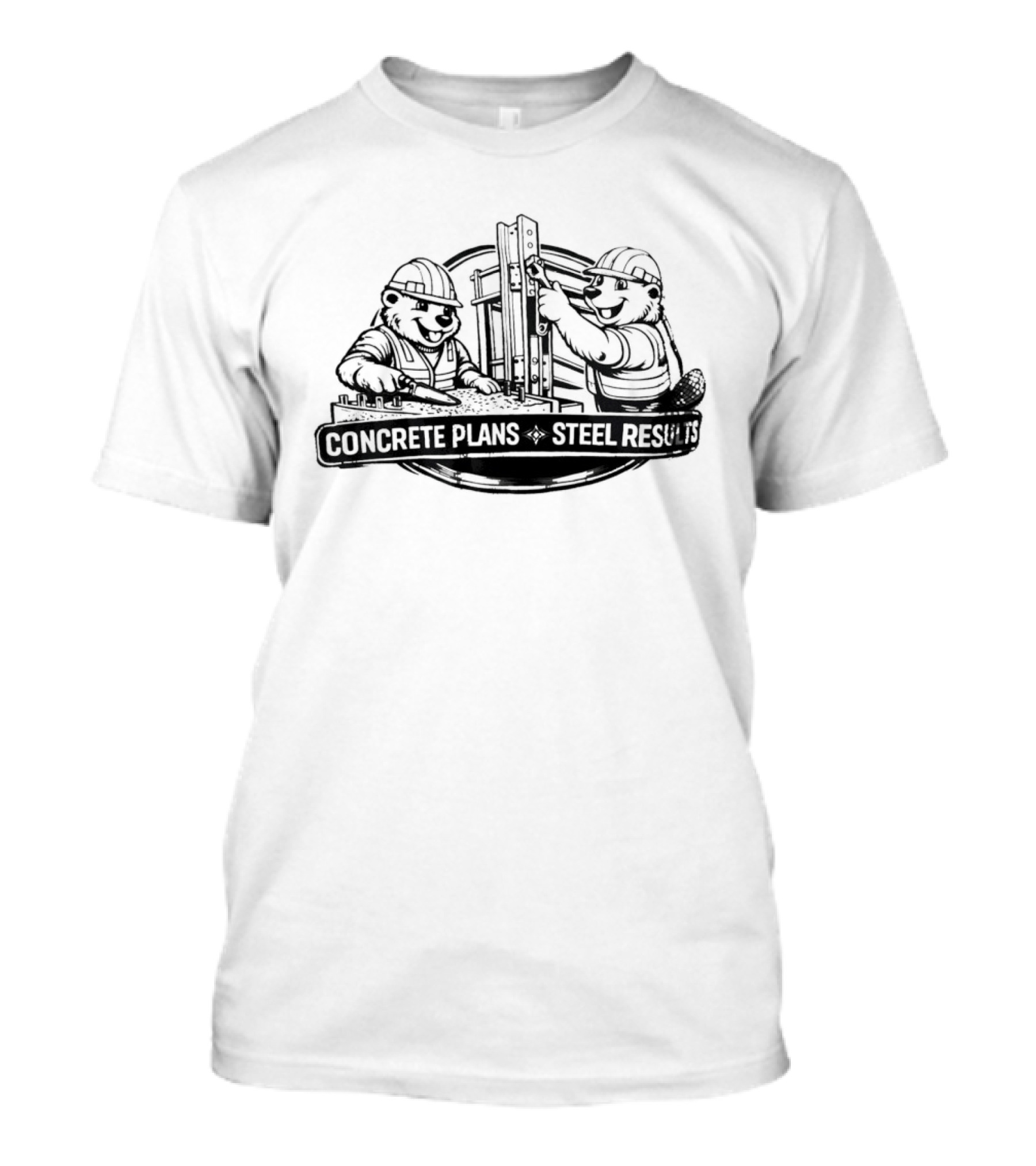Concrete Plans Steel Results Construction Bear Workers T-Shirt