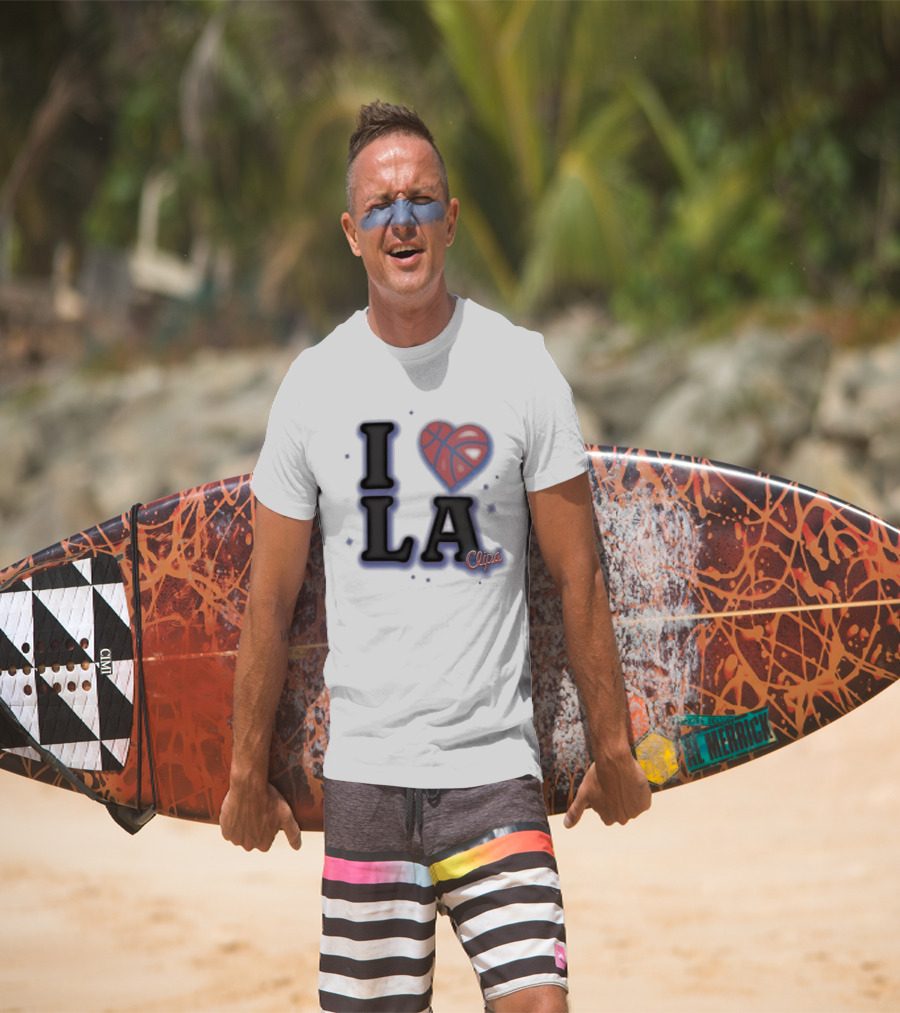 I Love LA Los Angeles Clippers Basketball Heart Logo Clips T-Shirt