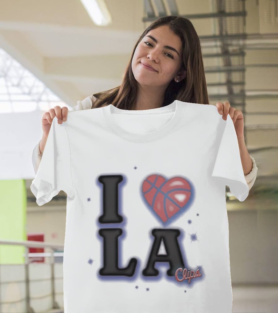 I Love LA Los Angeles Clippers Basketball Heart Logo Clips T-Shirt