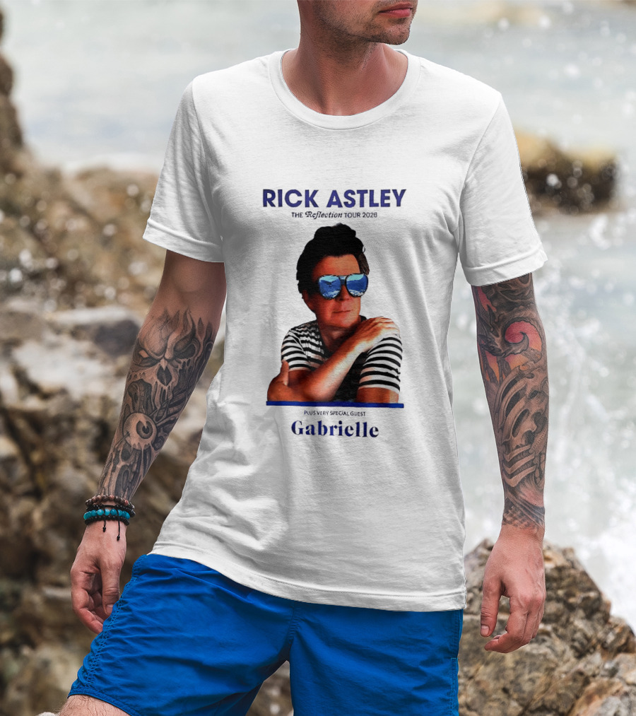 Rick Astley Tour 2026 Reflection Cool Shades Stripes T-Shirt