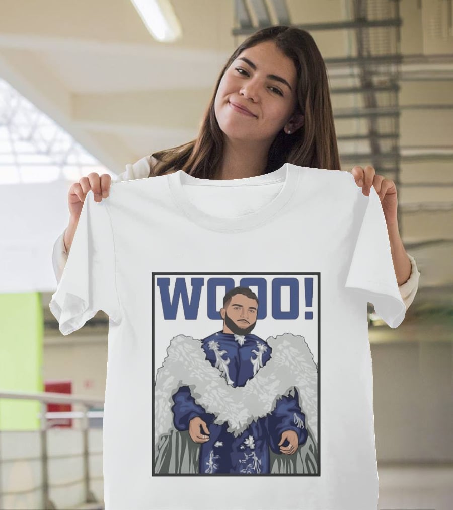 Wooo Skatt Flair New York Giants Iconic Blue Robe T-Shirt