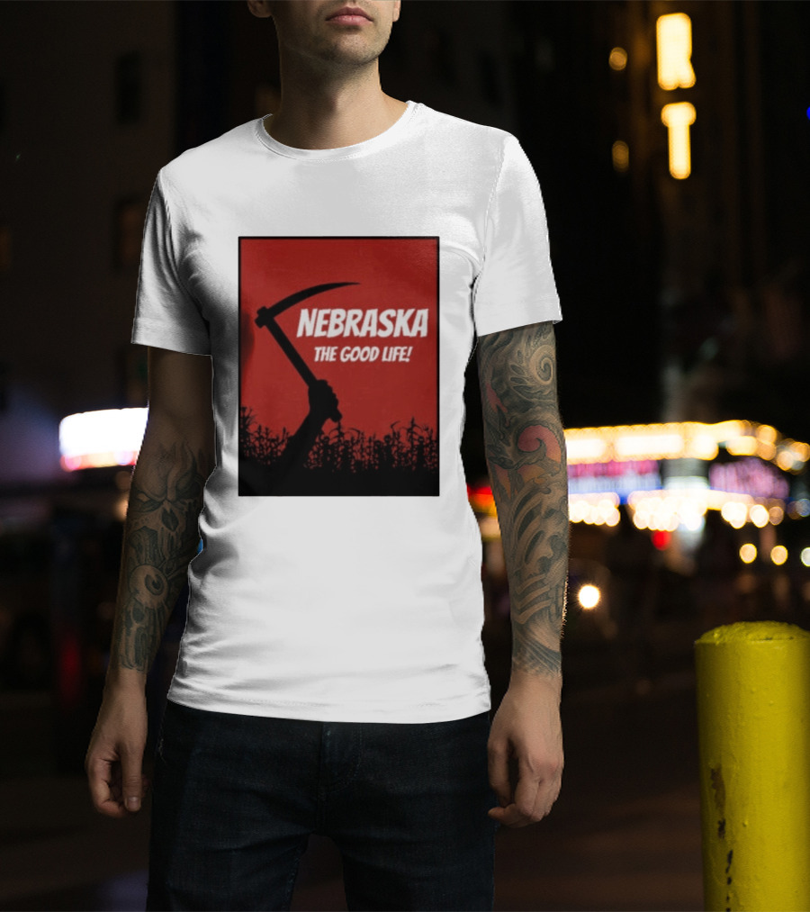 Nebraska The Good Life Hand With Sickle And Crop T-Shirt