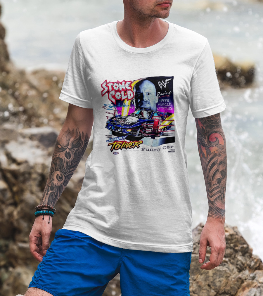 Stone Cold Steve Austin WWF Racing Jerry Toliver Speed Muscle Attitude T-Shirt