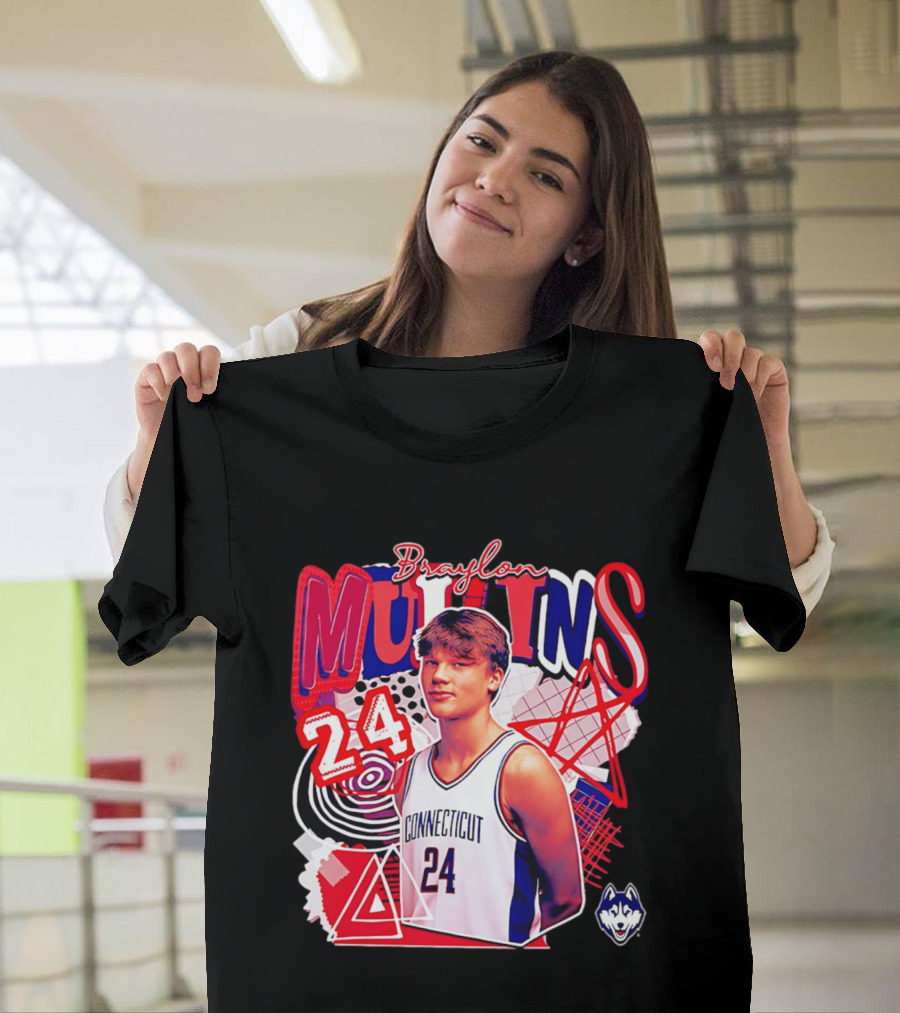 Braylon Mullins Connecticut Basketball 24 NCAA Collage Comfort T-Shirt