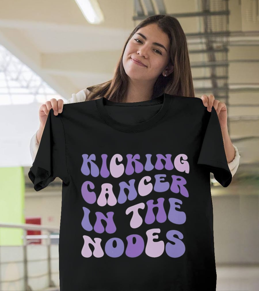 Kicking Cancer In The Nodes Retro Groovy T-Shirt