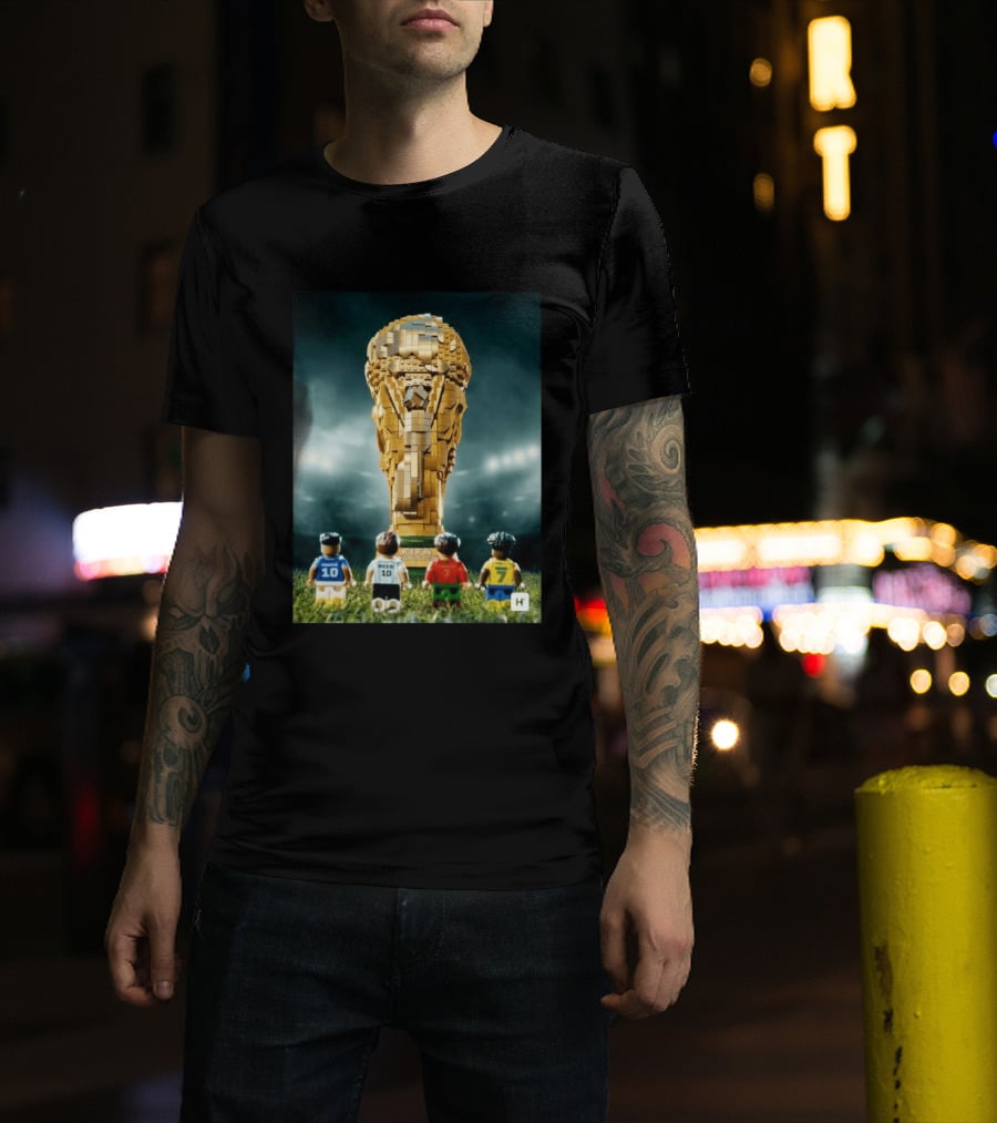 LEGO Football Legends FIFA World Cup 2026 Trophy Lionel Messi Cristiano Ronaldo Kylian Mbappé Vinicius Junior T-Shirt