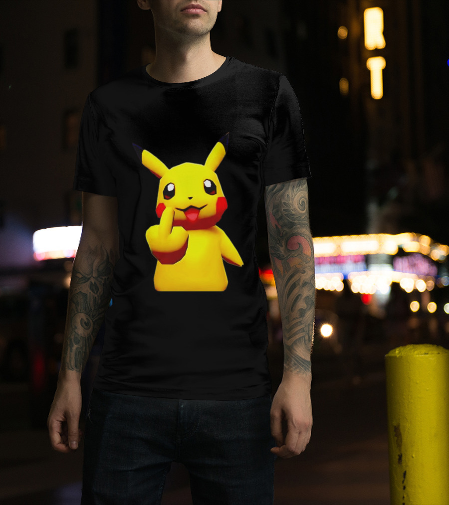 Pikachu Pokémon Middle Finger Gesture T-Shirt