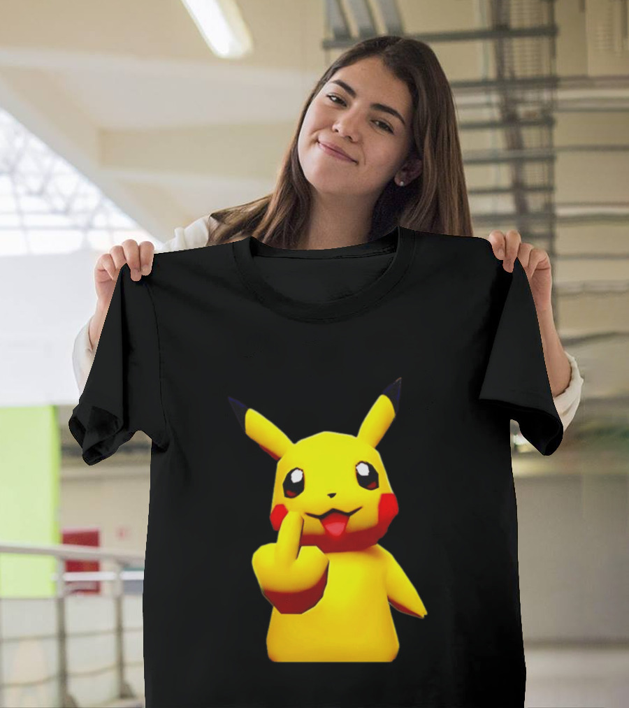 Pikachu Pokémon Middle Finger Gesture T-Shirt