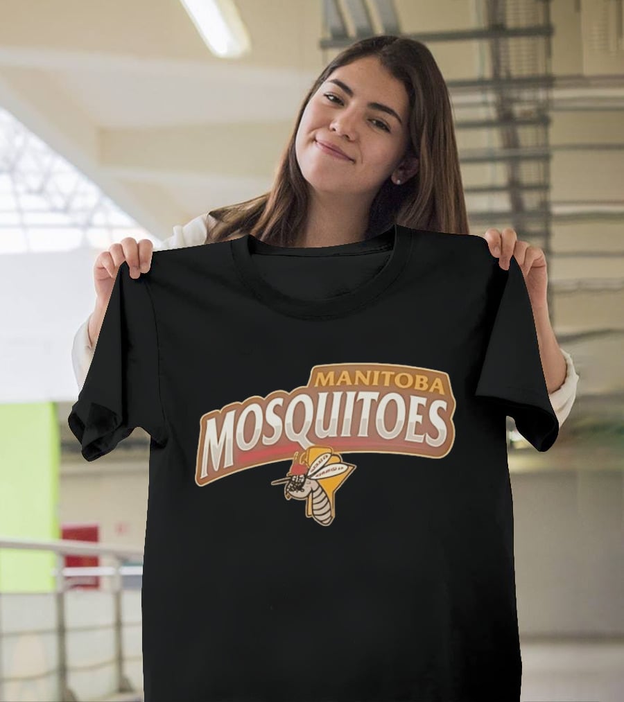 Manitoba Mosquitoes Cartoon Insect With Helmet T-Shirt