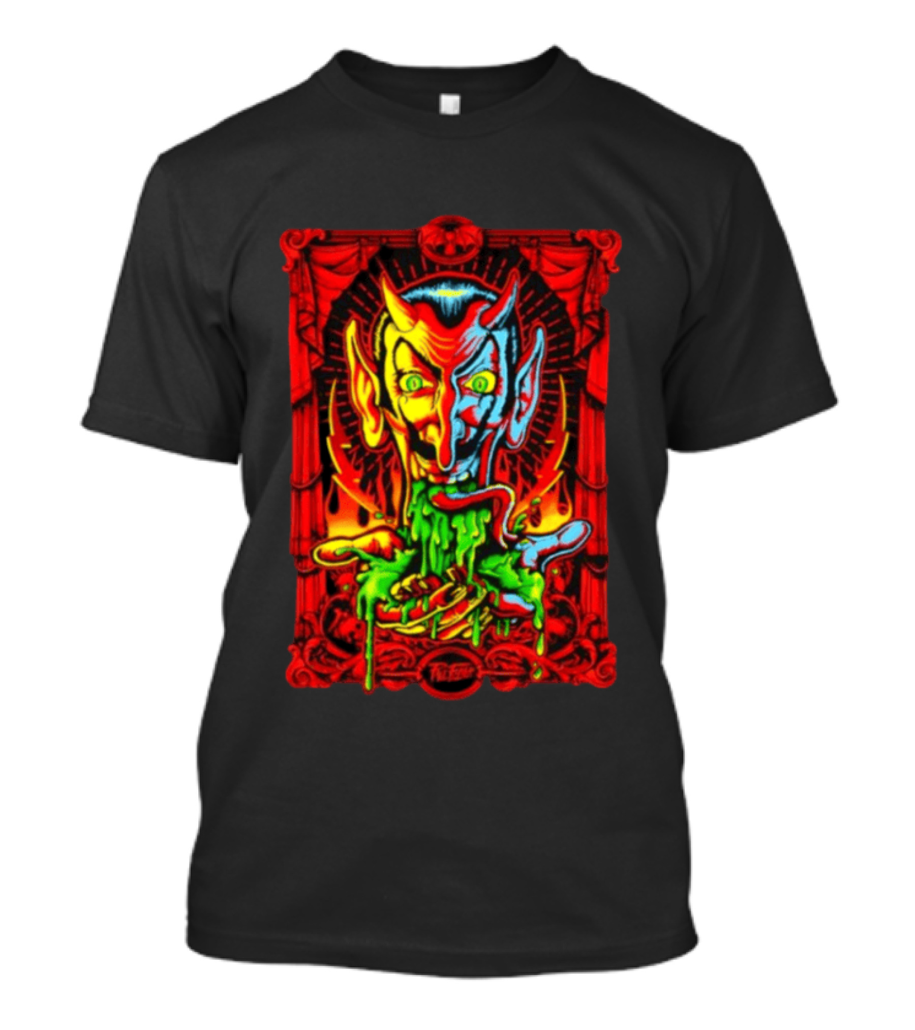 Satan's Puke Black Devil Evil Clown Neon Horror T-Shirt