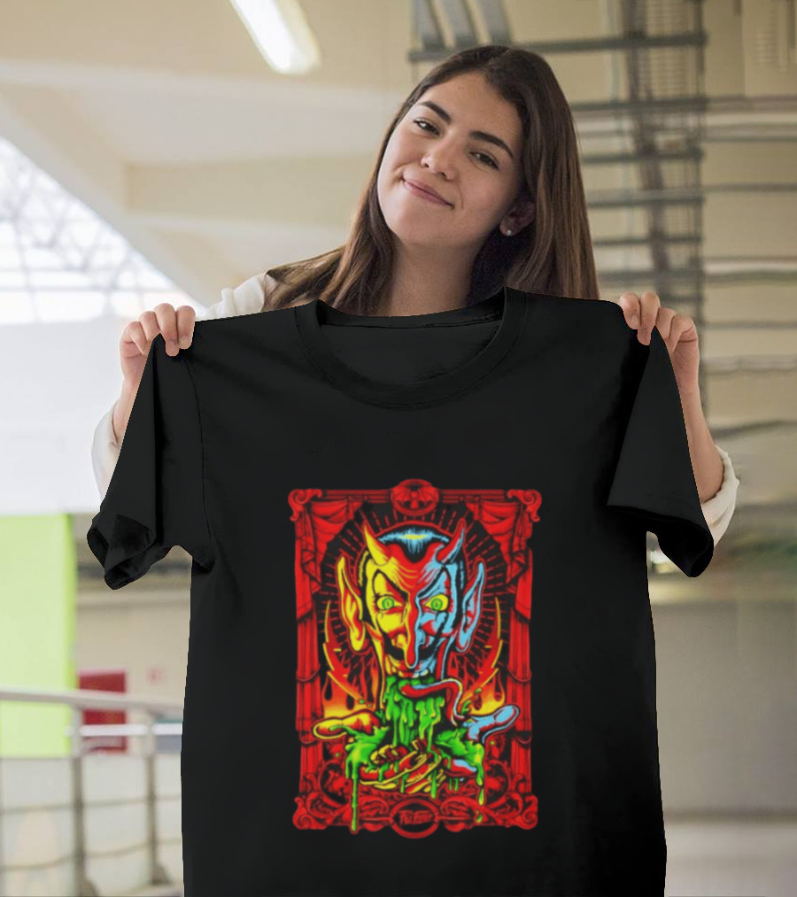 Satan's Puke Black Devil Evil Clown Neon Horror T-Shirt