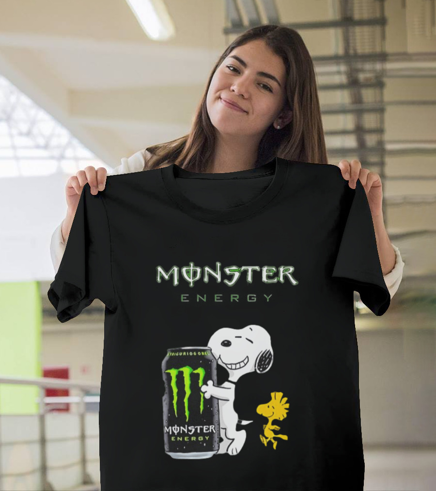 Snoopy And Woodstock Hugging Monster Energy Can Collaboration T-Shirt