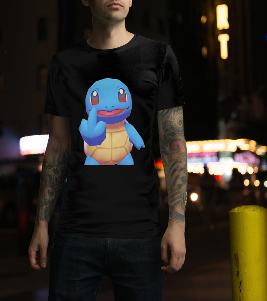 Squirtle Pokémon Gesture Middle Finger Playful Attitude T-Shirt