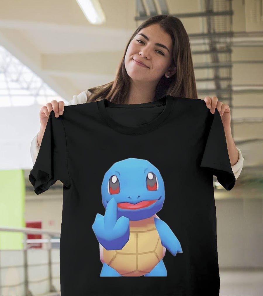 Squirtle Pokémon Gesture Middle Finger Playful Attitude T-Shirt