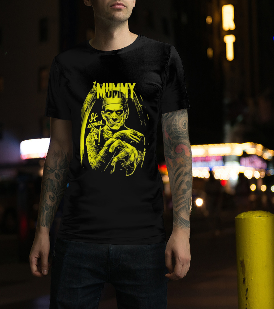 The Mummy It Comes To Life Horror Classic Vintage Yellow T-Shirt