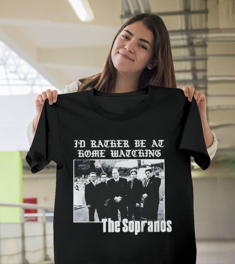 The Sopranos I'd Rather Be At Home Ing Mafia Series Black And White Cast T-Shirt