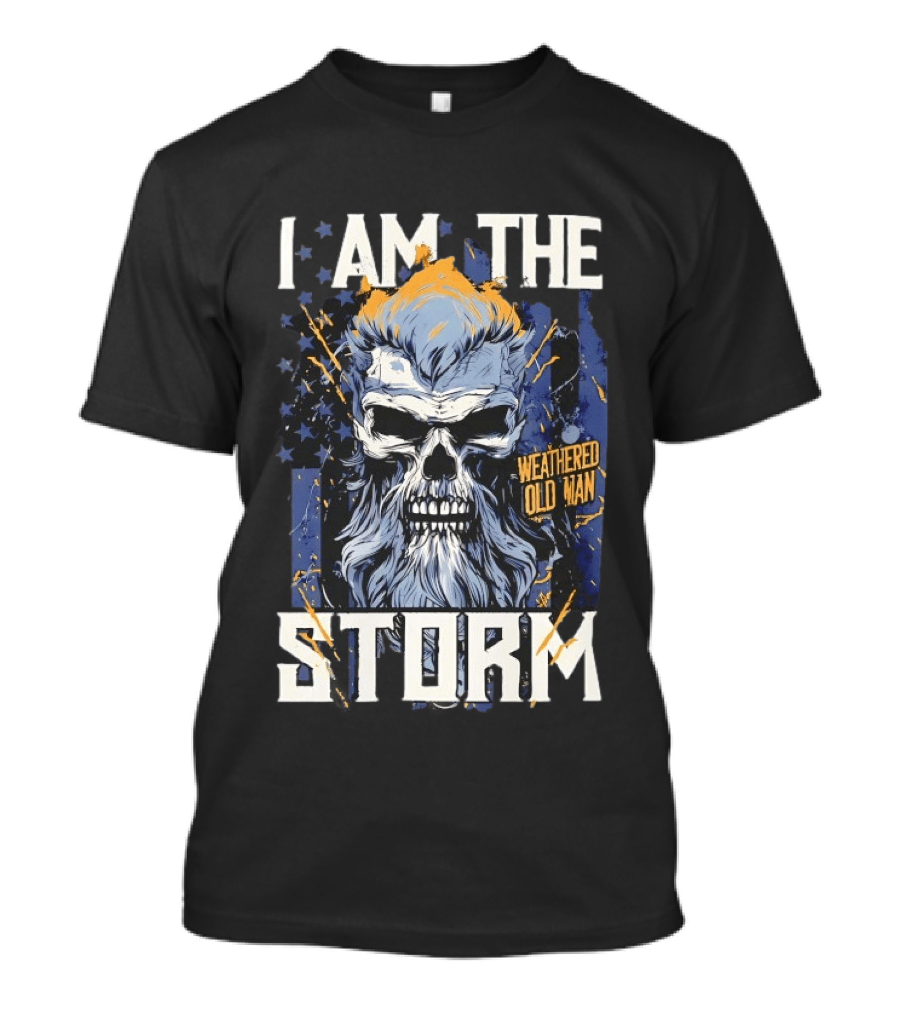 I Am The Storm Weathered Old Man Skull T-Shirt